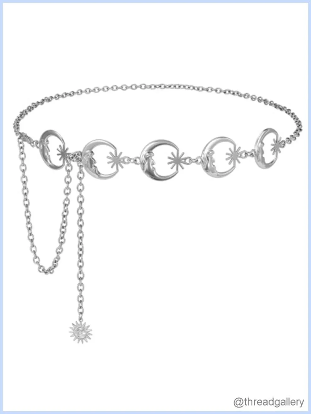Women's Adjustable Metal Chain Waist Belt Moon Star Sun Boho Western